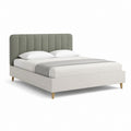 Polsterbett Doppelbett Hellgrau Olivgrün Polyester Rechteckig 160 x 200 cm