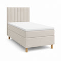 Boxspringbett Beige mit Polyesterbezug und Massivholzfüßen 90 x 200 cm
