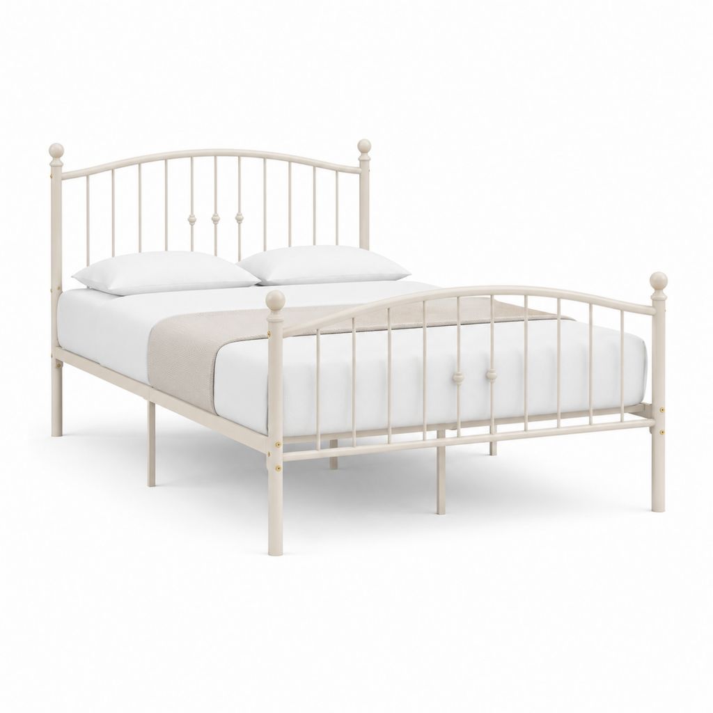 Metallbett Doppelbettgestell Cremeweiß Stahl rechteckig 140 x 200 cm
