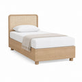 Bettgestell Einzelbett Natur Eichenfurnier Rattan rechteckig 90 x 200 cm