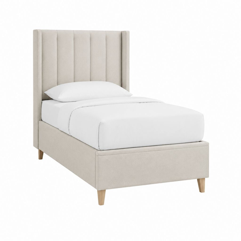 Polsterbett Einzelbett Beige Polyester Rechteckig 90 x 200 cm