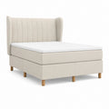 Boxspringbett Beige mit Polyesterbezug und Holzfüßen 180 x 200 cm