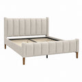 Polsterbett Doppelbett Beige Polyestergewebe Rechteckig mit Lattenrost 160 x 200 cm