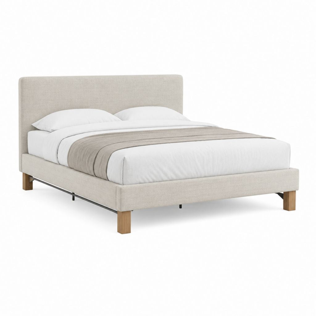 Polsterbett Doppelbett Beige aus Polyester rechteckig Liegefläche 160 x 200 cm Außenmaß 170 x 215 x 105 cm