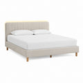 Polsterbett Doppelbett Beige Polyester mit Holzfüßen 160 x 200 cm